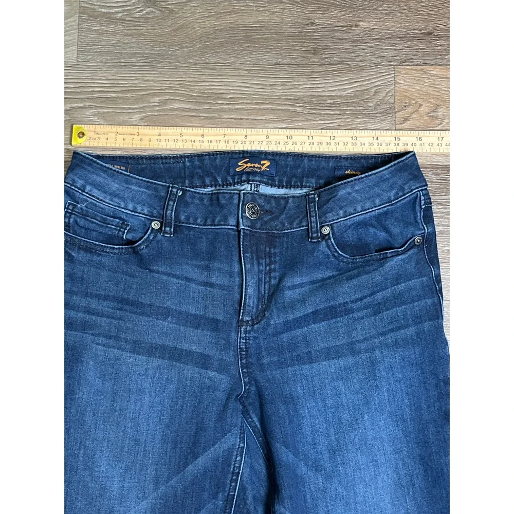 Seven7 Womens Skinny Crop Jeans Dark Wash Denim Boho Preppy Size 12